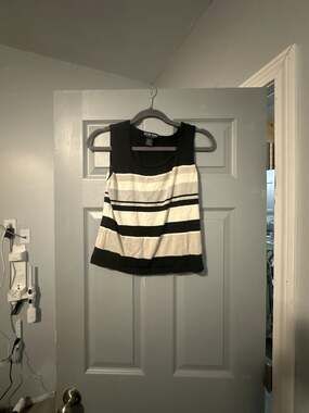 Oliver Perry Knitwear Silk Cotton Blend Striped Sleeveless Tank Top